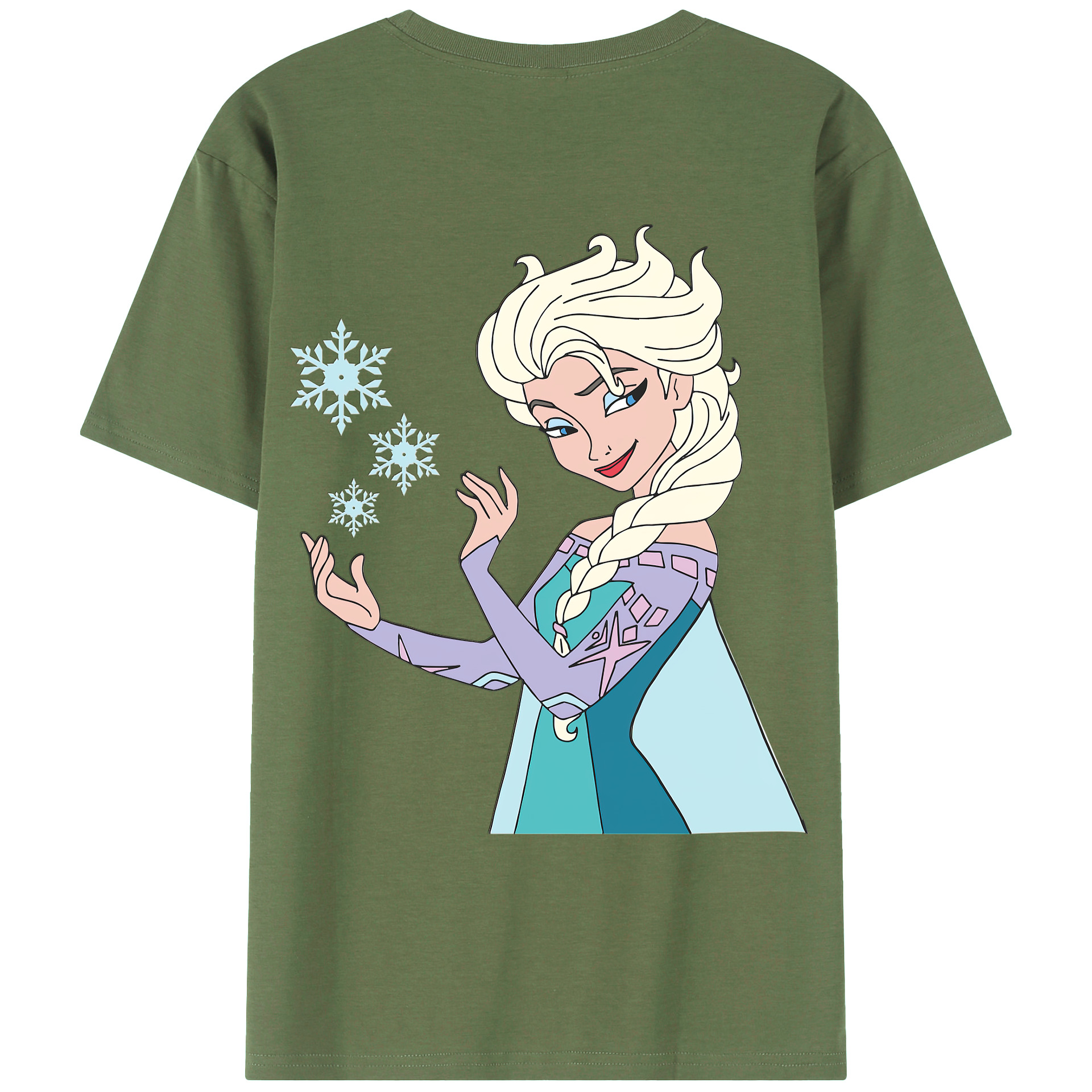 （画像用） アナと雪の女王 アンナ エルサ Frozen Anna Elsa 綿100％ メンズ半袖Tシャツ（バックプリント） 通気性
